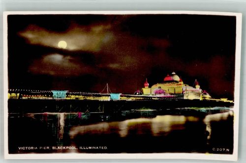 Blackpool Mondschein Victoria Pier Illuminiert