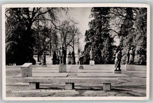7511 Enschede 1956 Foto AK Denkmal im Volkspark