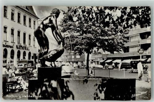 Aalborg 1958 Foto AK Denkmal Auto Geschäft Vesterbro