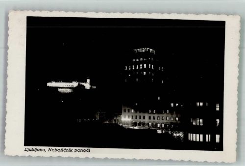 Ljubljana Laibach 1938 Foto AK Nachtaufnahme