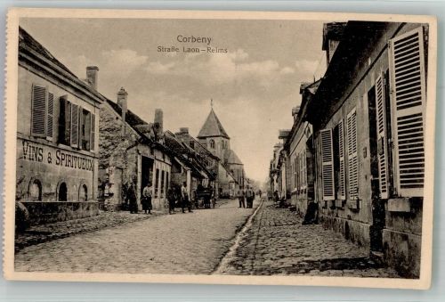 02820 Corbeny Foto AK Kirche Straße Laon-Reims