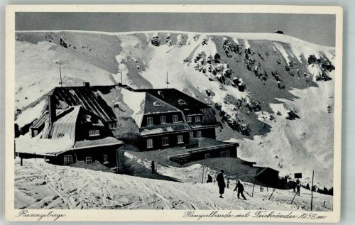 Hampelbaude Winter Riesengebirge Hüttenstempel