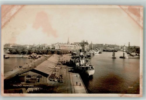 Malmö Foto AK Leuchtturm Hafen