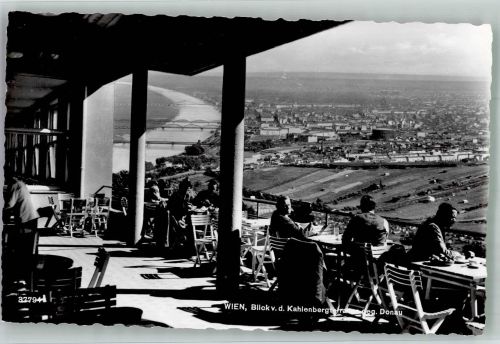 1190 Wien 19. Bezirk, Döbling Foto AK Gasthaus Kahlenberg Blick auf Wien