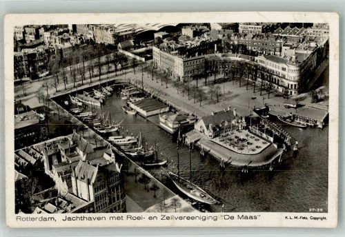 3001 Rotterdam 1931 Foto AK Fliegeraufnahme KLM Yachthafen Zeilvereiningung de Maas