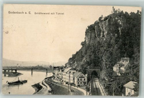 Decin Tetschen-Bodenbach 1914 Foto AK Burg Schäferwand Tunnel