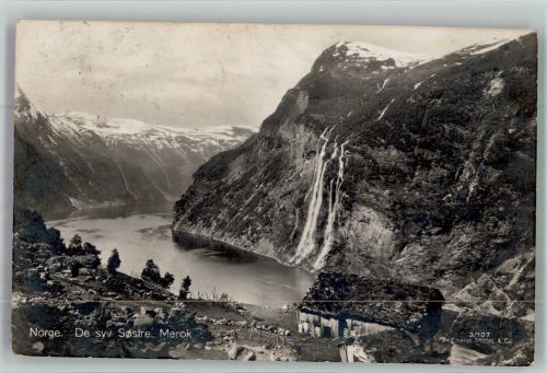 Geiranger Foto AK Wasserfall Merok
