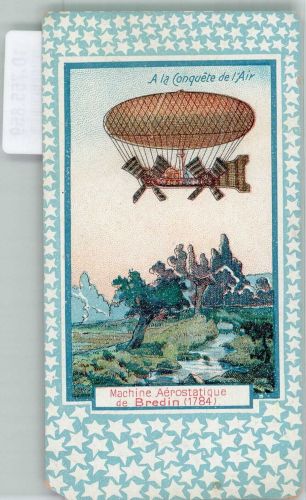 A la Conquete de Air, Machine de Bredin Lithographie Mini AK + Eckschäden Ballon Gebrauchsspuren