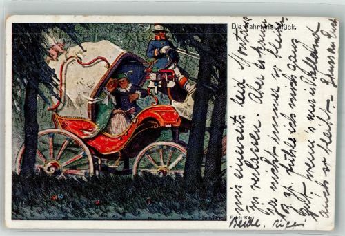 sign. Kux Erich Die Fahrt ins Glück Verlag Hermann A. Wiechmann No. 324 Kutsche 1917 Künstlerkarte