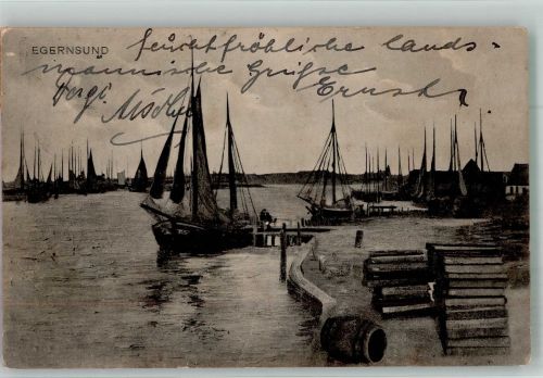 Sonderburg Sonderborg 1921 Foto AK Hafen Egernsund