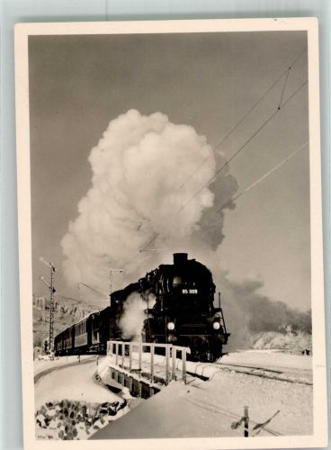 Lok 85 009 im Winter DRB gebaut von Henschel & Sohn Dampflokomotive Foto AK