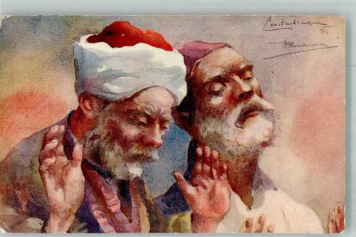 Edition d`Art de Orient Musleme im Gebet Trachten Türkei 1915 Gebrauchsspuren