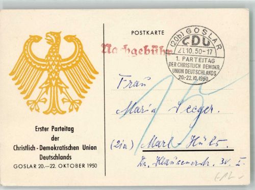 W3380 Goslar CDU Parteitag SST Politik 1950 Gebrauchsspuren