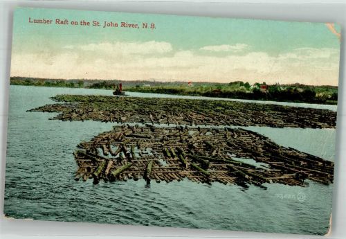 Lumber Raft on the St. John River Floß 1909