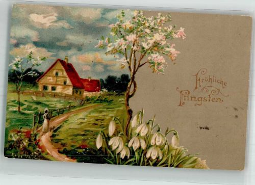 Schneeglöckchen Pfingsten 1907 Prägedruck