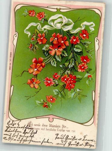 Blumen Jugendstil 1902 Prägedruck