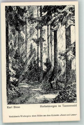 Karl Biese ; Herbstmorgen im Tannenwald Kunst und Leben