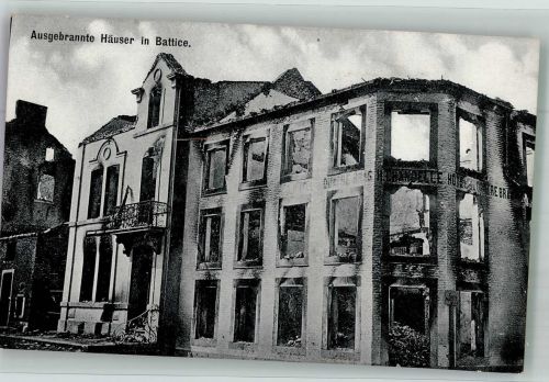 Battice Foto AK Trümmer ausgebrannte Häuser Hotel