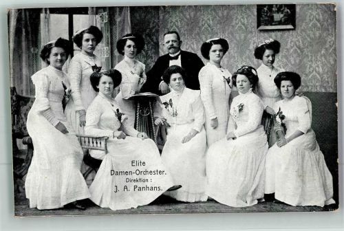 Elite Damenorchester Dir. J.A. Panhans Damenmusikgruppe 1910 Foto AK