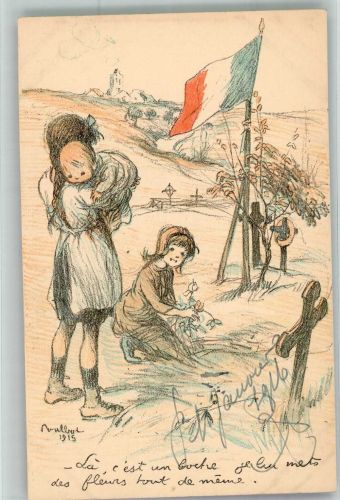 sign. Poulbot Kinder in Armut Kriegsgräber Petits Francais Nr. 63 WK I Künstler 1914 Künstlerkarte