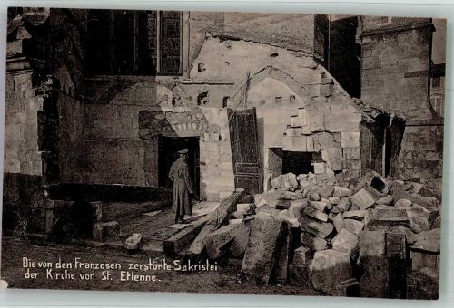 42000 Saint-Etienne 1915 Foto AK Feldpost WK I Batl. Nr. 12 zerstörte Kirche