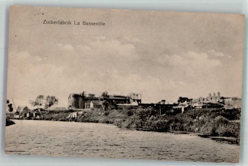59480 La Bassee 1916 Foto AK Zucker- Fabrik Feldpost WK I 40.Inf.Div.
