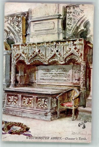 London sign. BlackA. u. C. Oilette Westminster Abby Postcard 7411 Chaucer`d Tomb Tucks Künstlerkarte
