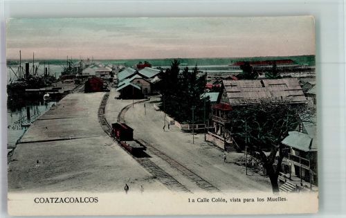 Veracruz Foto AK Hafen Eisenbahn Calle Colon Coatzacoalcos