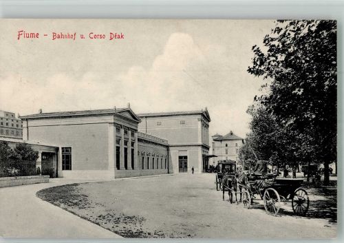 Rijeka Fiume Foto AK Bahnhof Corso Deak