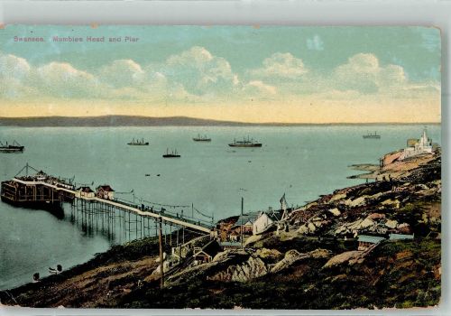 Swansea Charmette Poscard 4803 Mumbles Head a. Pier Tucks 1912 Künstlerkarte