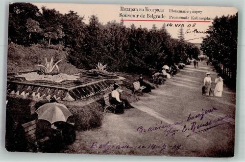 Beograd Belgrad 1908 Foto AK Promenade Kalimegdan