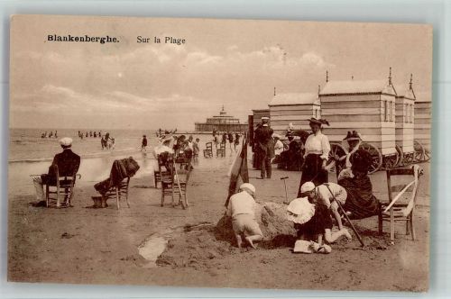 Blankenberghe Blankenberge Foto AK Schwimmbad Strand Badekarren