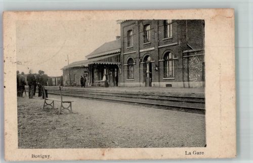 Gouvy 1915 Foto AK Bovigny Bahnhof Feldpost WK I Bayer.landst.Inf. Gunzenhausen