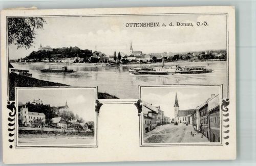 4100 Ottensheim Foto AK Dampfschiff Straßenansicht