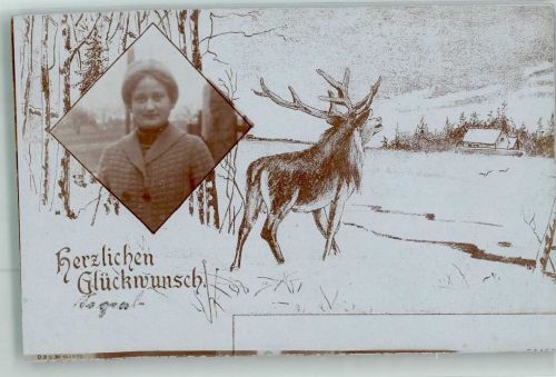 Privatfoto eingesetzt Glückwunsch Hirsch Collage 1913