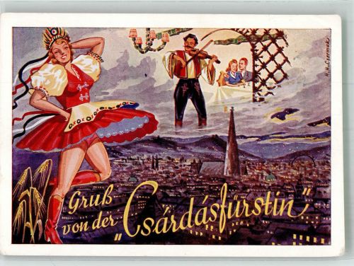 1010 Wien 1. Bezirk, Innere Stadt 1954 Gebrauchsspuren Gasthaus Csardasfürstin Lithographie/Künstlerkarte