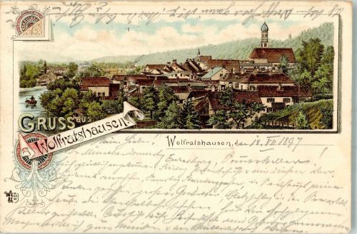 82515 W8190 Wolfratshausen 1897 Lithographie Kirchturm Pfarrkirche St. Andreas Verlag Ottmar Zieher -München