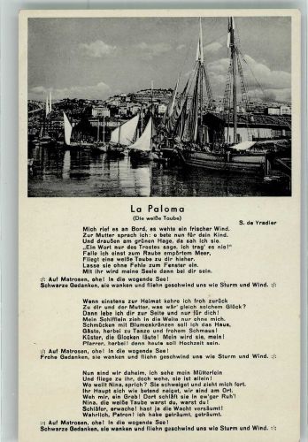 La Paloma Die weiße Taube Liederkarte