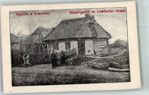 Lowitsch Lowicz 1915 Foto AK Bauerngehöft Feldpost WK I inf.Regt.Nr. 121