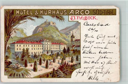 6330 Kufstein Gebrauchsspuren Hotel und Kurhaus Arco Lithographie