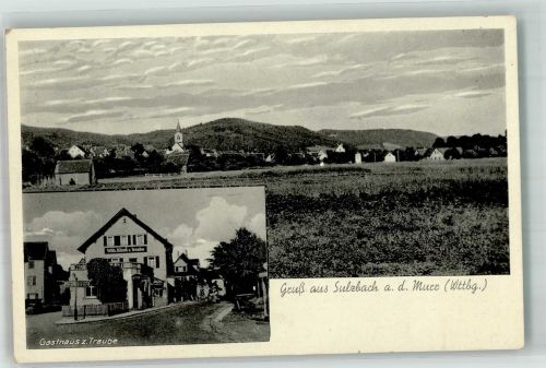 71560 W7158 Sulzbach an der Murr Gebrauchsspuren Gasthaus zur Traube Dorfstrasse Kl. Stauchung