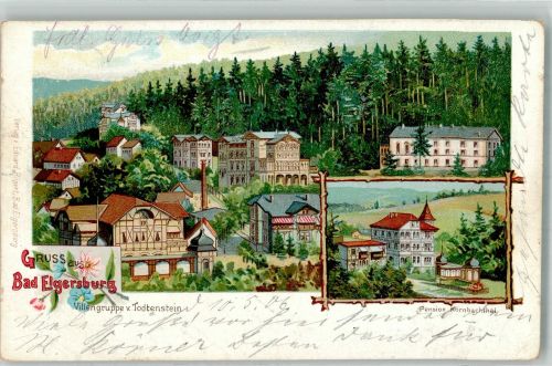 98716 O6303 Elgersburg 1906 Lithographie Villengruppe Todtenstein Pension Körnbachtal