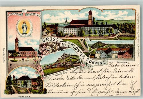 84056 W8303 Oberroning a d Laaber 1902 Lithographie Kloster Ronning Refugium Virginum Expositurhaus Ehem. Burg Ökonomiegebäude