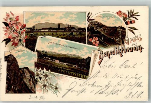 83671 W8174 Benediktbeuern 1898 Lithographie Benediktenwand-Gipfel Benediktenwand-Kirchstein Verlag Ottmar Zieher-München