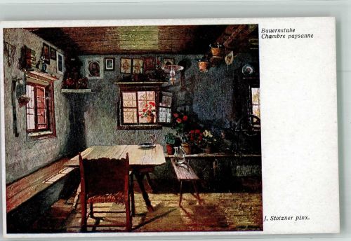 sign. Stoizner J. Bauernstube B.K.W.I. Nr. 1779 Wiener Kunst Künstlerkarte