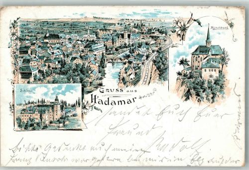 65589 W6253 Hadamar , Westerw 1897 Lithographie Schloss Hadamar Mönchberg