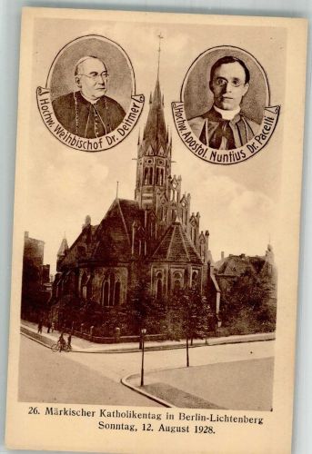 10115 O1130 Lichtenberg 1928 - 26. Märkischer Katholikentag 1928 Portraits von Weihbischof Dr. Deitmer und Apostolischer Nuntius Dr. Pacelli