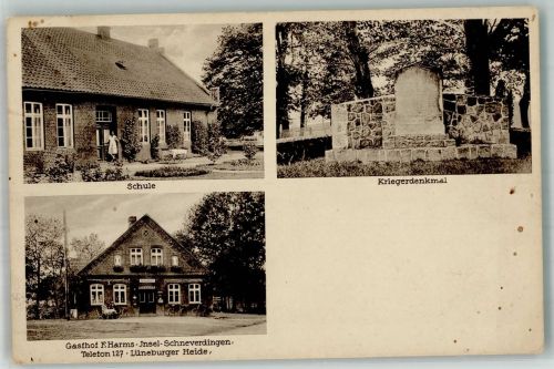 29640 W3043 Schneverdingen Gebrauchsspuren Schule Kriegerdenkmal Gasthaus Harms