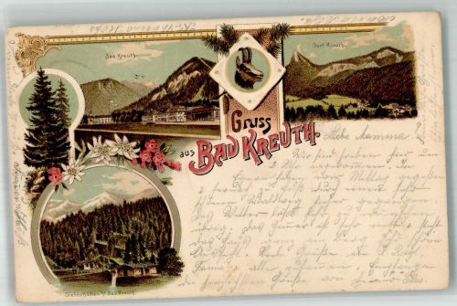 83700 W8185 Kreuth b Tegernsee Lithographie Siebenhütten Gämse Dorf Kreut Bad Kreuth Edelweiß Verlag Ottmar Zieher-München
