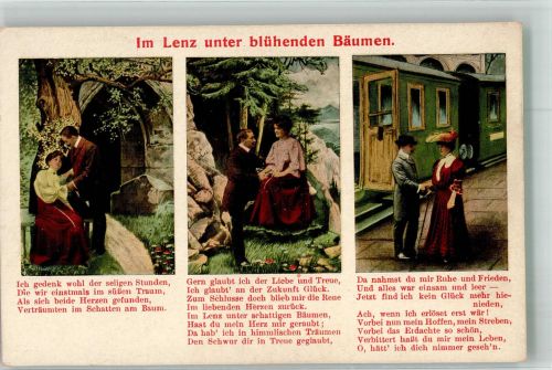 Im Lenz unter blühenden Bäumen Trauer